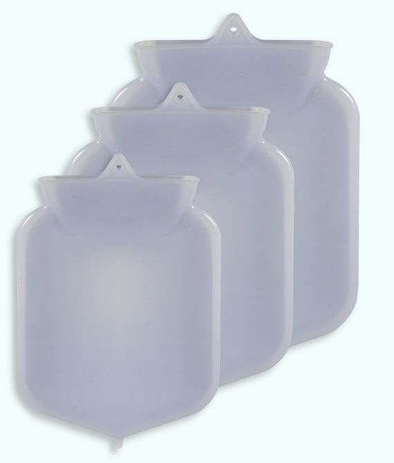 photo of 2-quart, 3-quart, and 5-quart silicone enema bags