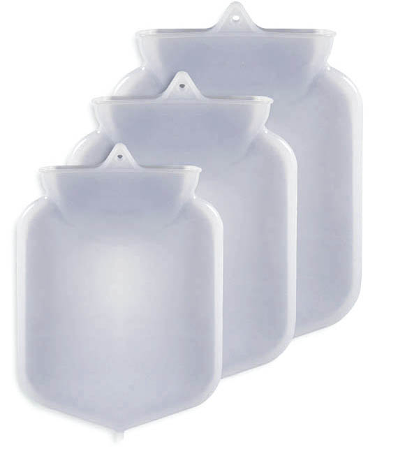 photo of 2-quart, 3-quart, and 5-quart silicone enema bags
